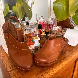 BOC Brown Leather Slingback Clog Heels - Women